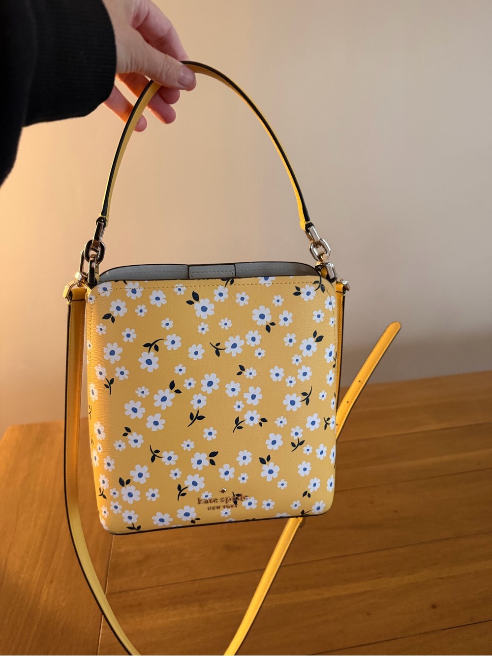 kate spade Yellow Floral Leather Shoulder Bag